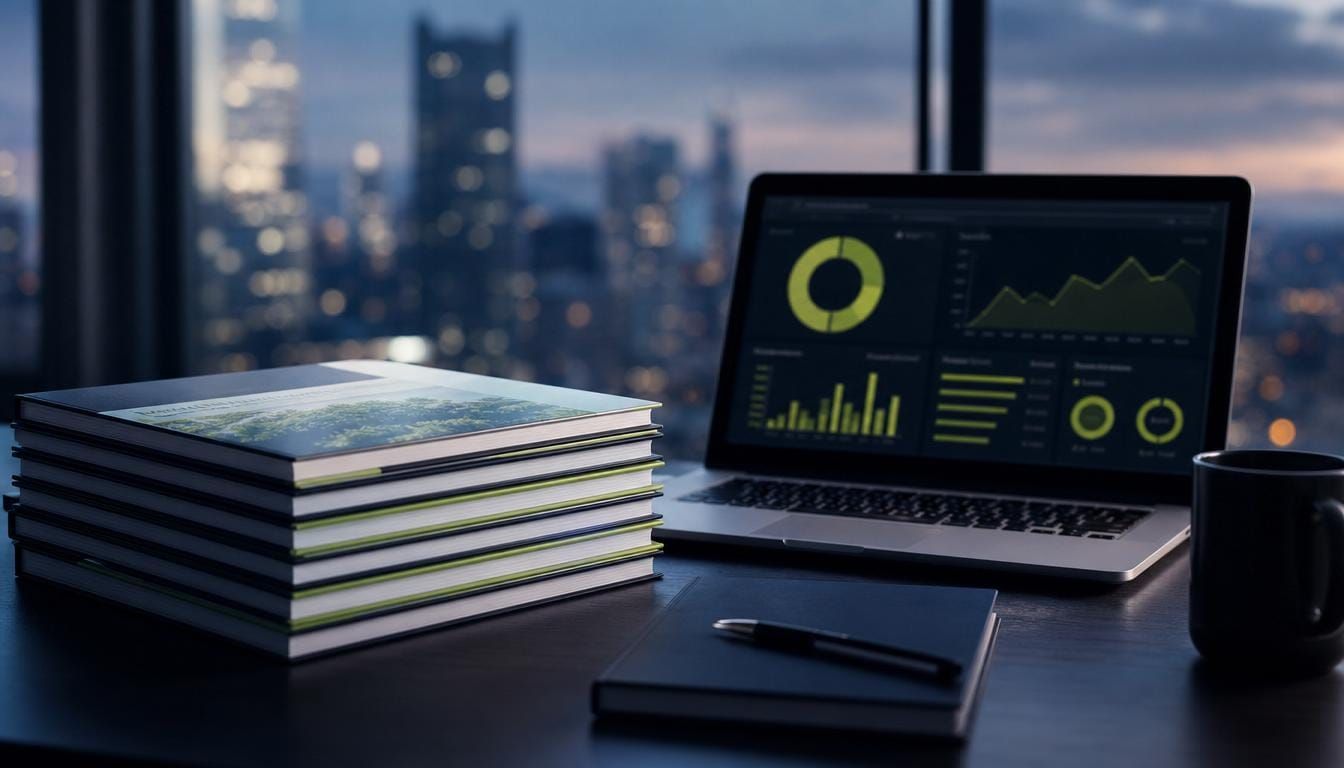 ESG and performance reporting workspace with bound reports and dashboards.